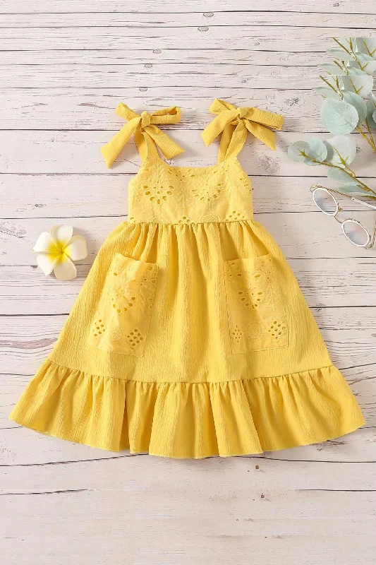 Toddler Kid Girls Dress Vintage Hollow Out Bow Ruffle Dresses For Girls Summer Children Holiday Clothing Casual unclassified dresses