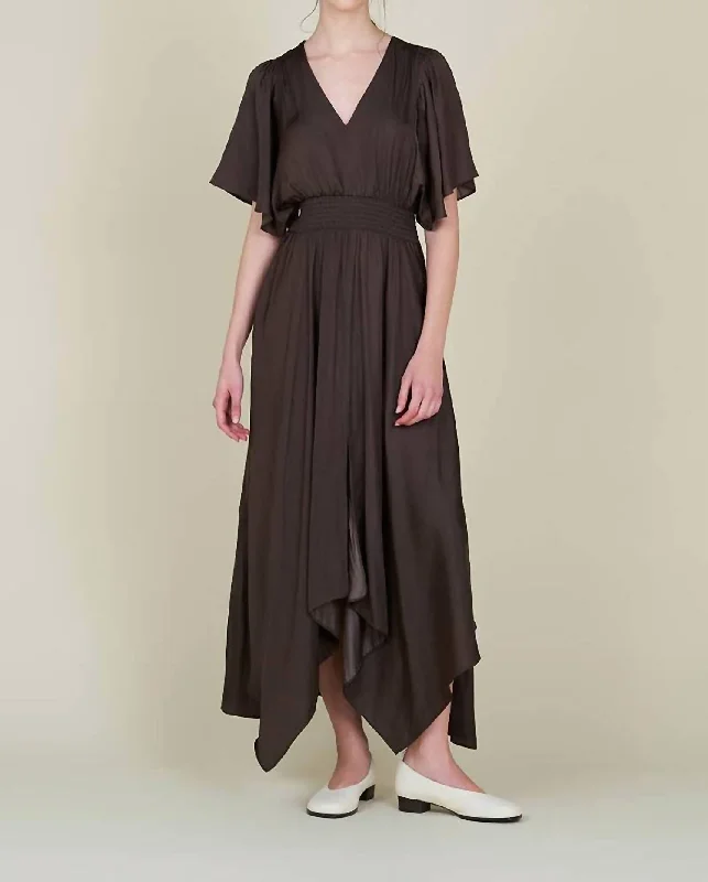 Unbalanced Skirt Maxi Dress In Dark Roast Casual Long Skirt