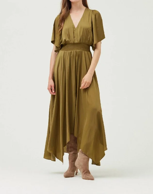 Unbalanced Skirt Maxi Dress In Moss Skater Maxi Skirt