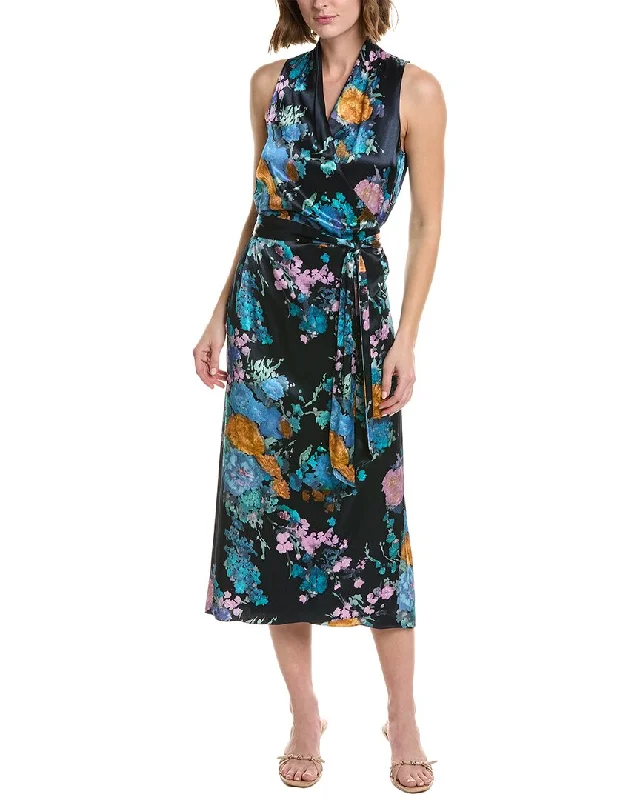 Vince Painted Bouquet Draped Wrap Dress Engagement unclassified dresses