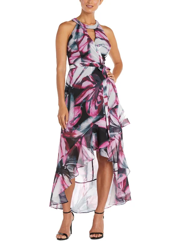 Womens Chiffon Printed Halter Dress Vacation unclassified dresses