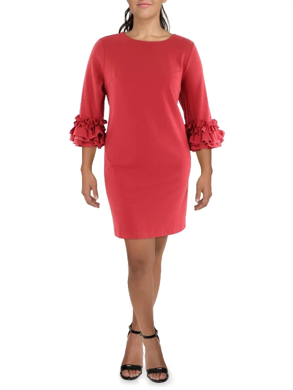 Womens Knit Ruffled Sleeves Sheath Dress Stretchy unclassified dresses