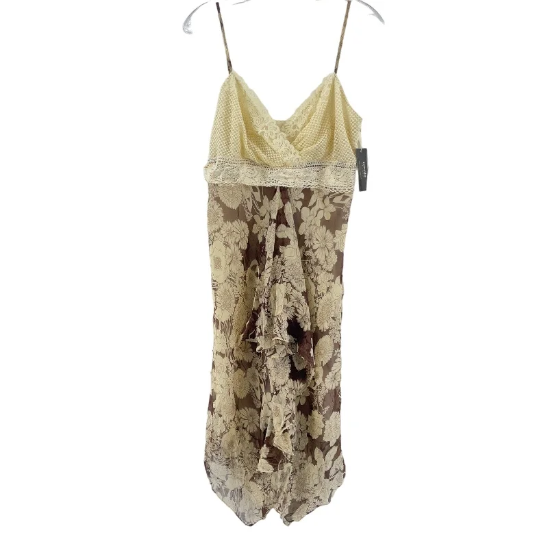 Women's Nicole Miller Sundress L Size 6 Brown Knee Length Polyester NWT Tulle unclassified dresses