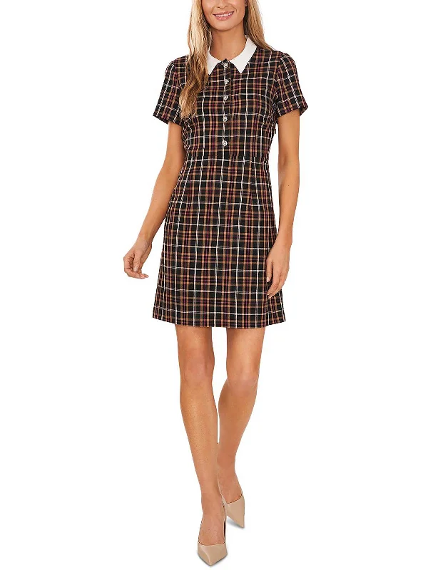 Womens Plaid Rhinestone Shift Dress Luxury unclassified dresses