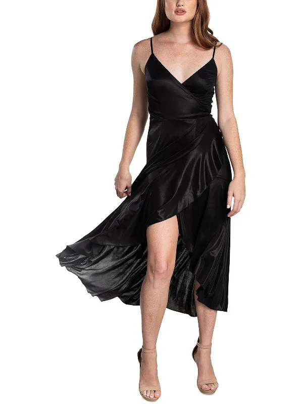 Womens Shimmer Tea Length Wrap Dress Gothic unclassified dresses