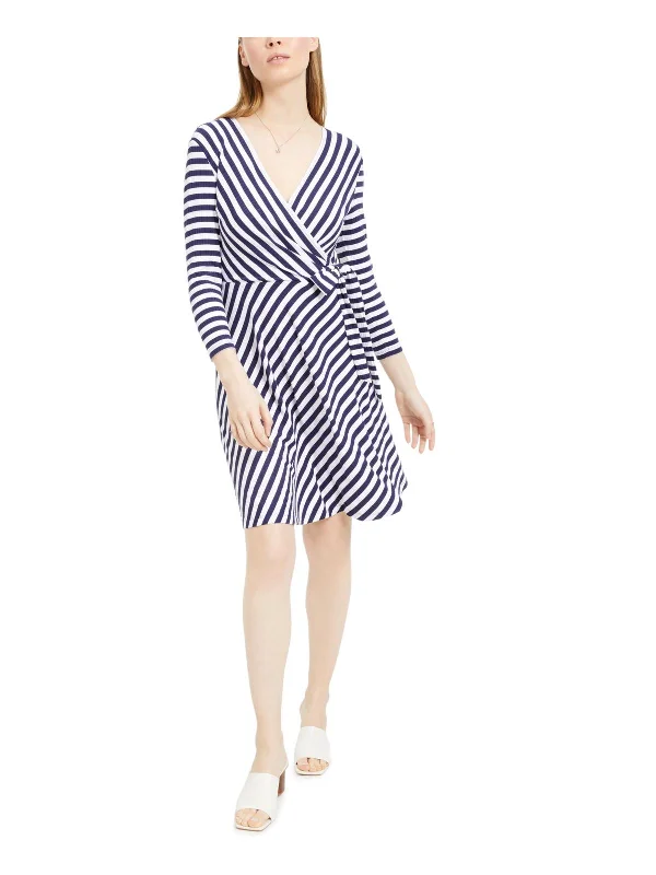 Womens Striped Office Wrap Dress Polka dot unclassified dresses