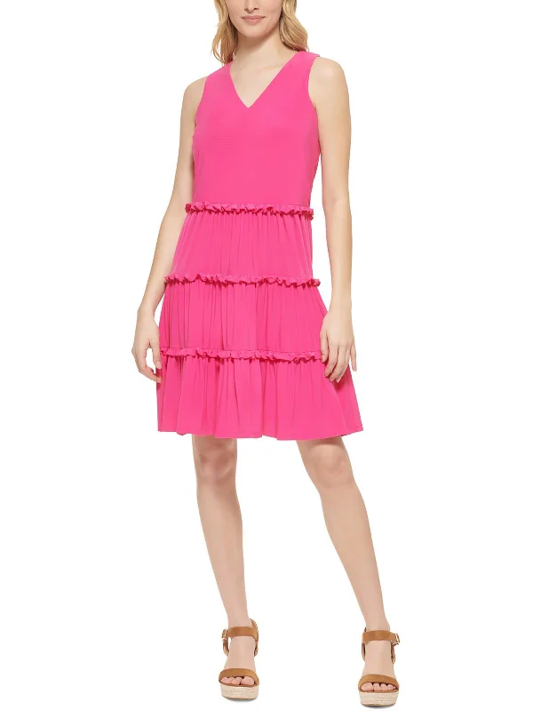 Womens Tiered Ruffle Shift Dress Pastel unclassified dresses