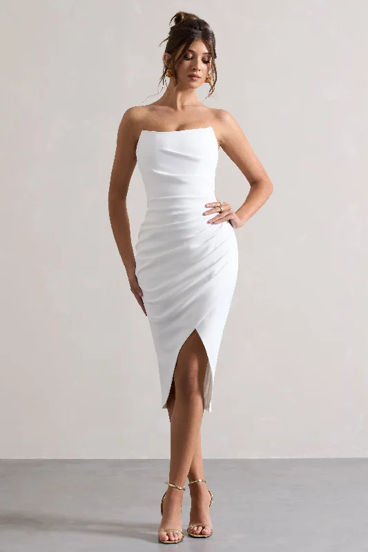 Soulmate | White Bandeau Midi dress Flowy Midi Skirt